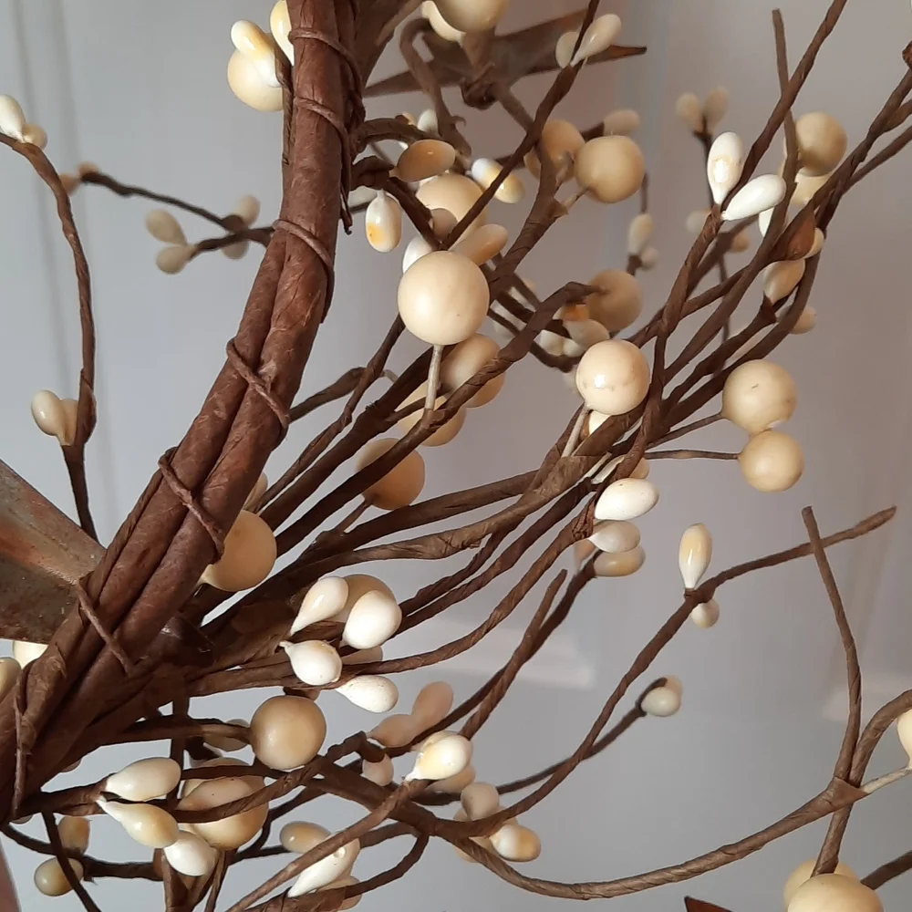 Wreath Rust Metal Star Stars Seed Berry Urban Farmhouse Cream Wall Door